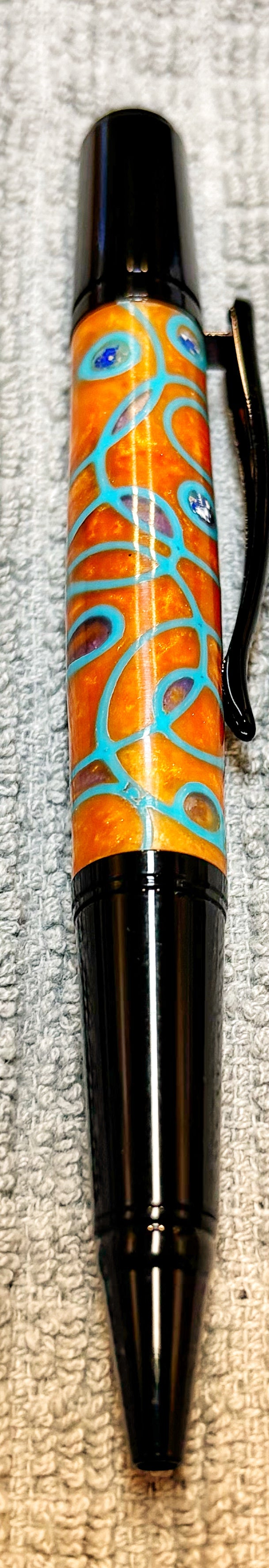 Orange and Turquoise Lined Ballpoint Pen
