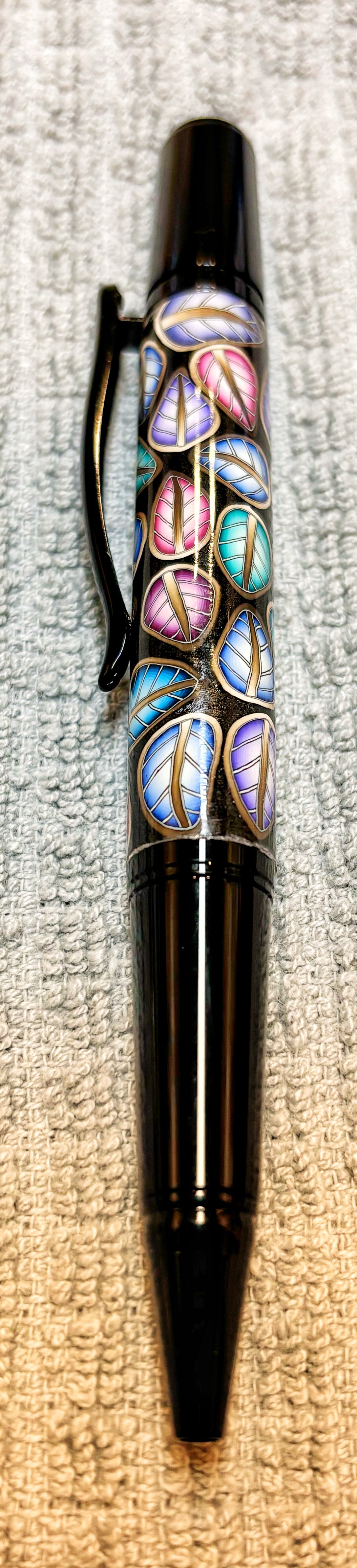 Multi Colored Leaf Covered Twist Ballpoint Pen