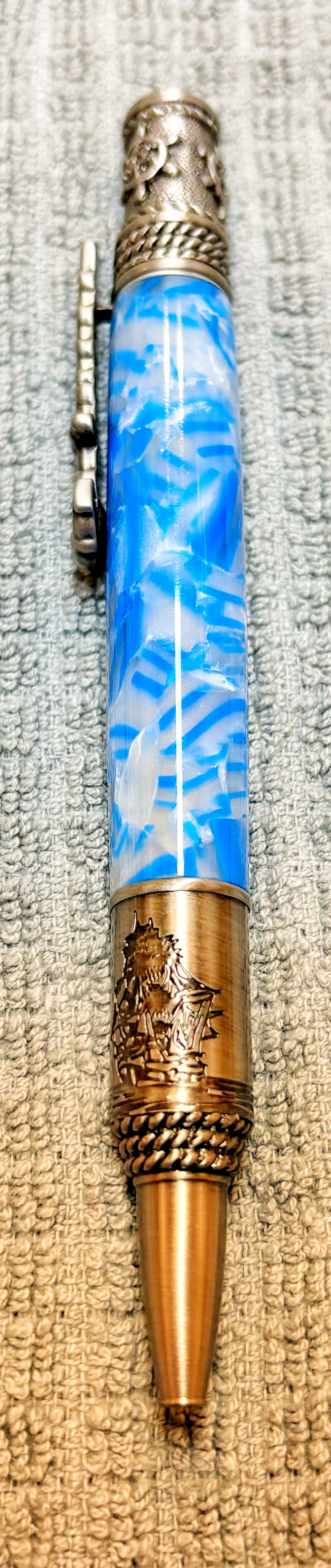 Blue and White Nautical Ballpoint Pen.