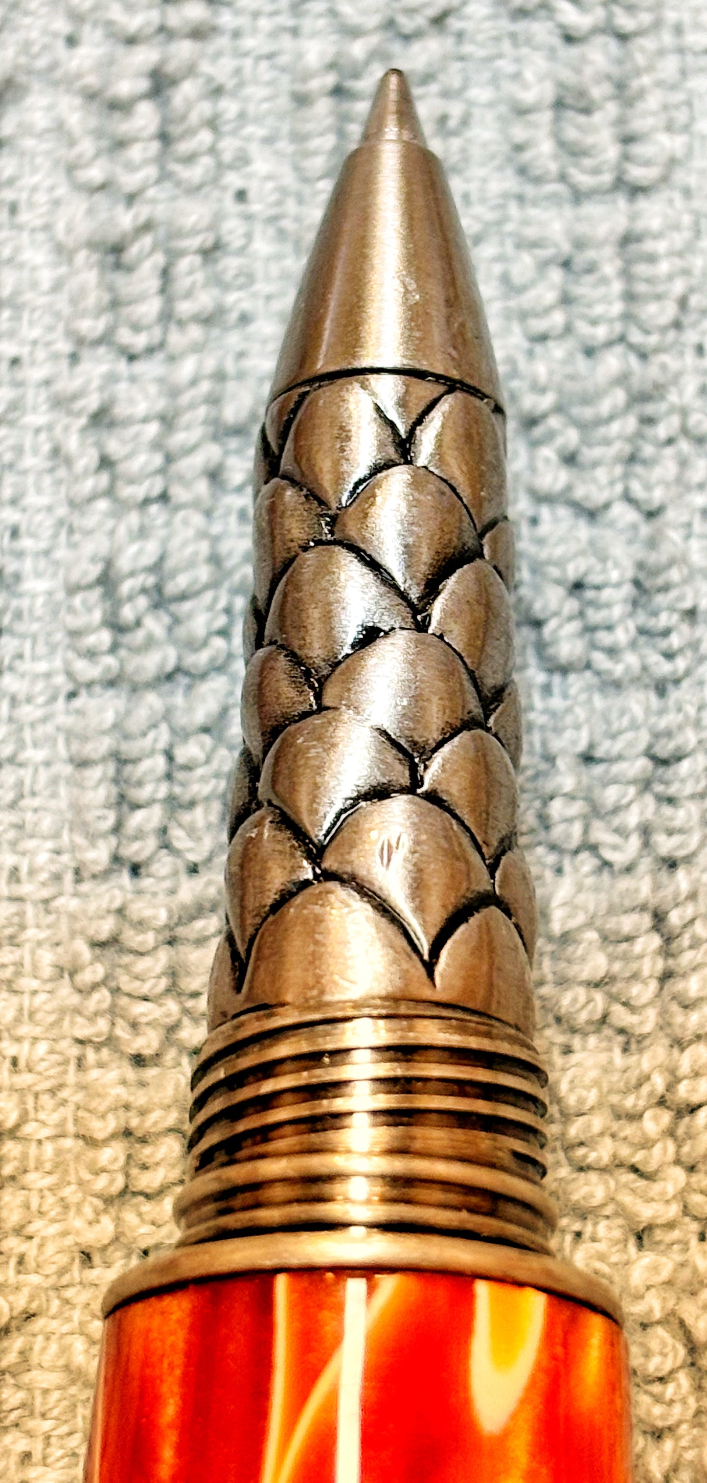Orange and White Acrylic Dragon Rollerball Pen