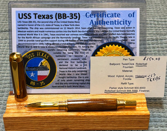 USS Texas BB-35 Rollerball Pen