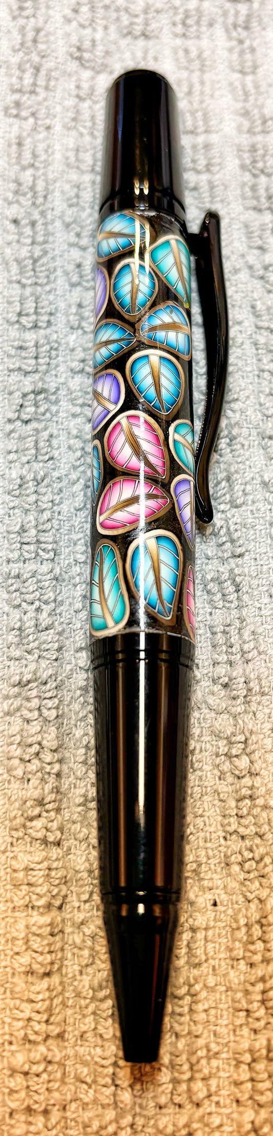 Multi Colored Leaf Covered Twist Ballpoint Pen