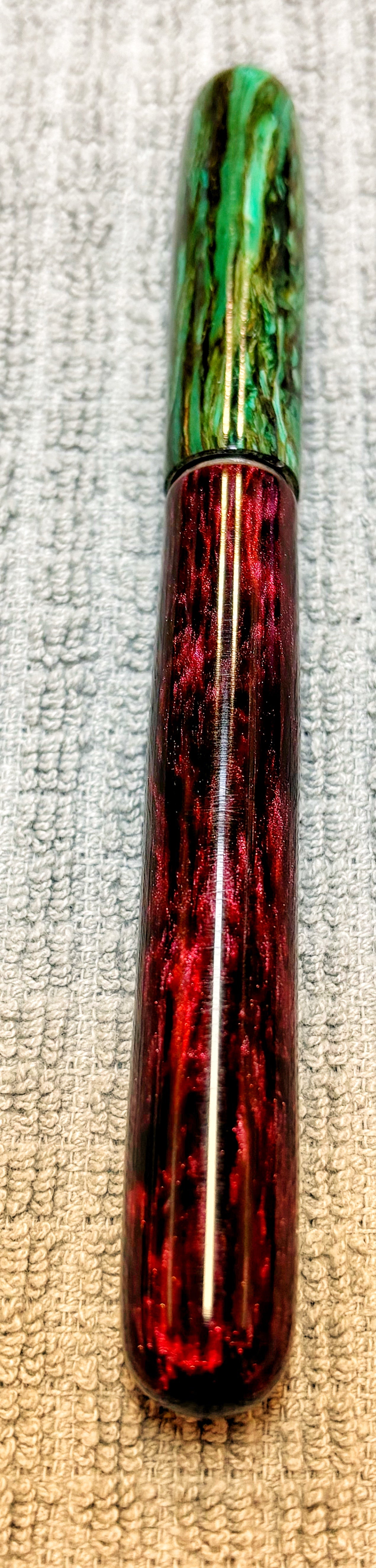 Green Hempwood and Red Acrylic Rollerball Pen