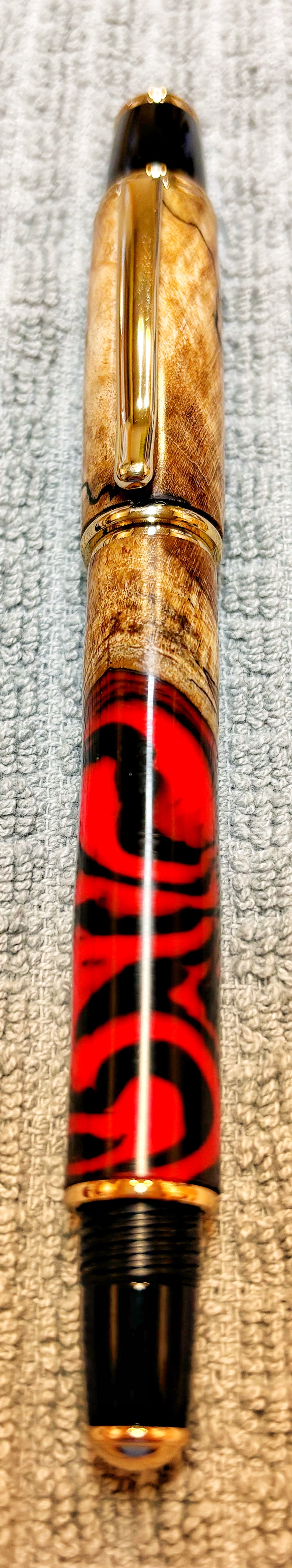 Walnut With Red and Black Acrylic Fountain Pen