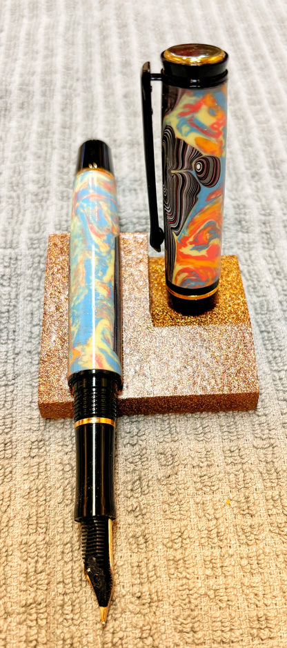 Multi Pastel Colored Fordite Fountain Pen