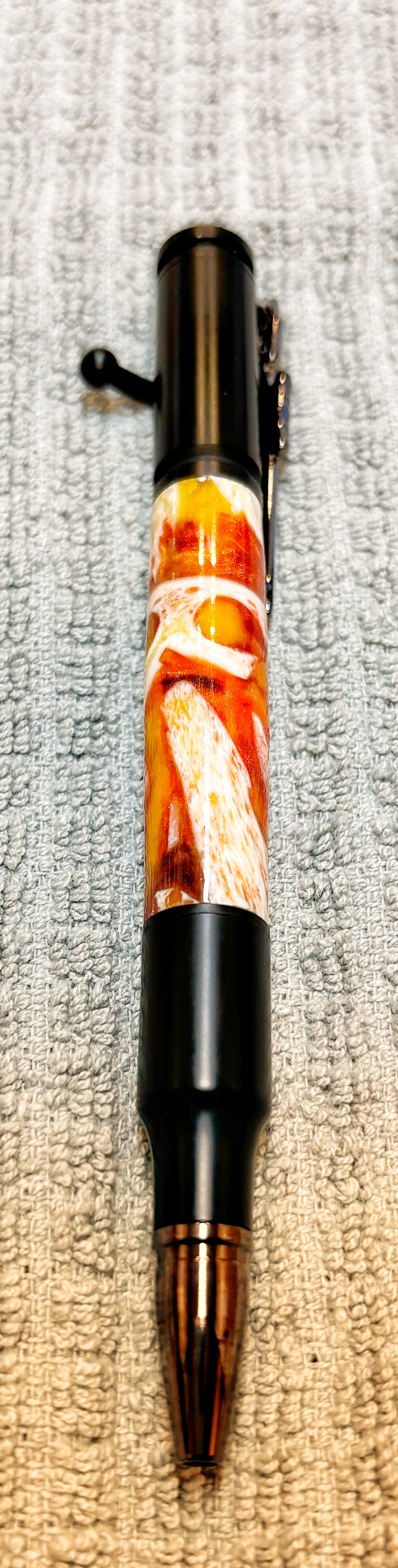 Alligator Jaw and Orange Acrylic Bolt Action Pen