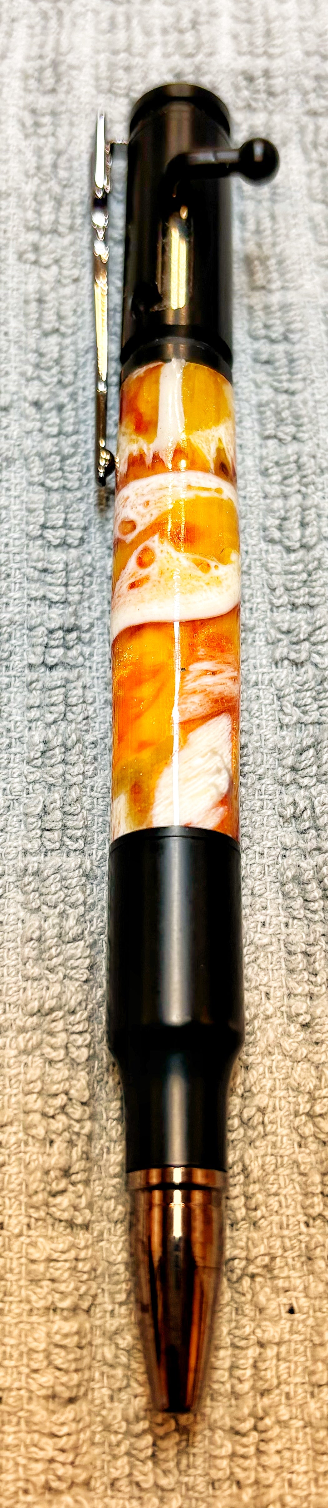 Alligator Jaw and Orange Acrylic Bolt Action Pen