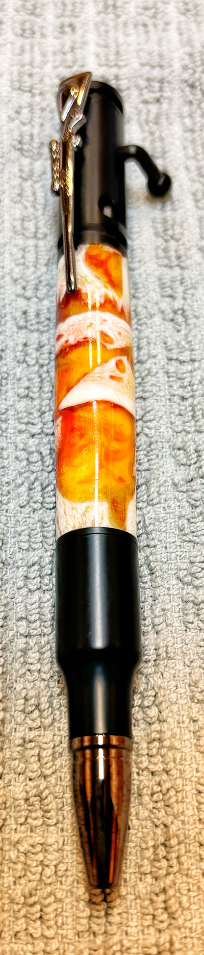 Alligator Jaw and Orange Acrylic Bolt Action Pen