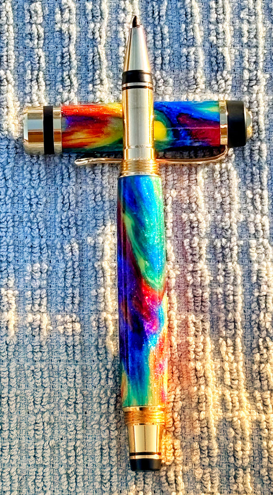 Diamond Cast Rainbow Colored Rollerball Pen