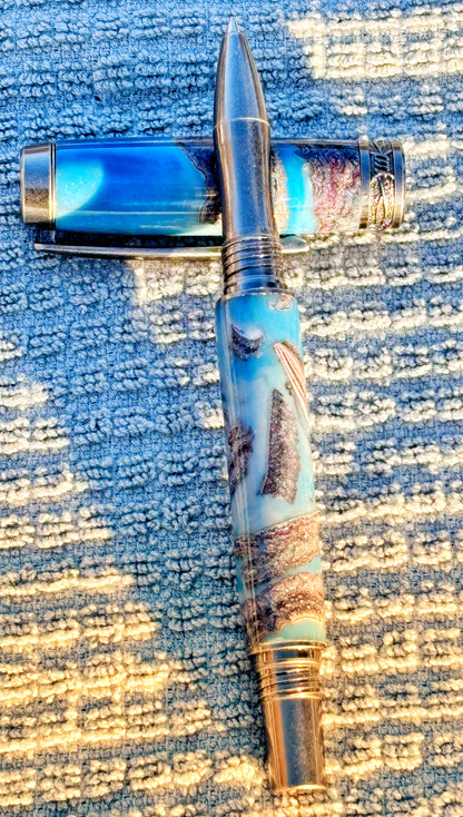 Kenworth Fordite Blue Hybrid Rollerball Pen