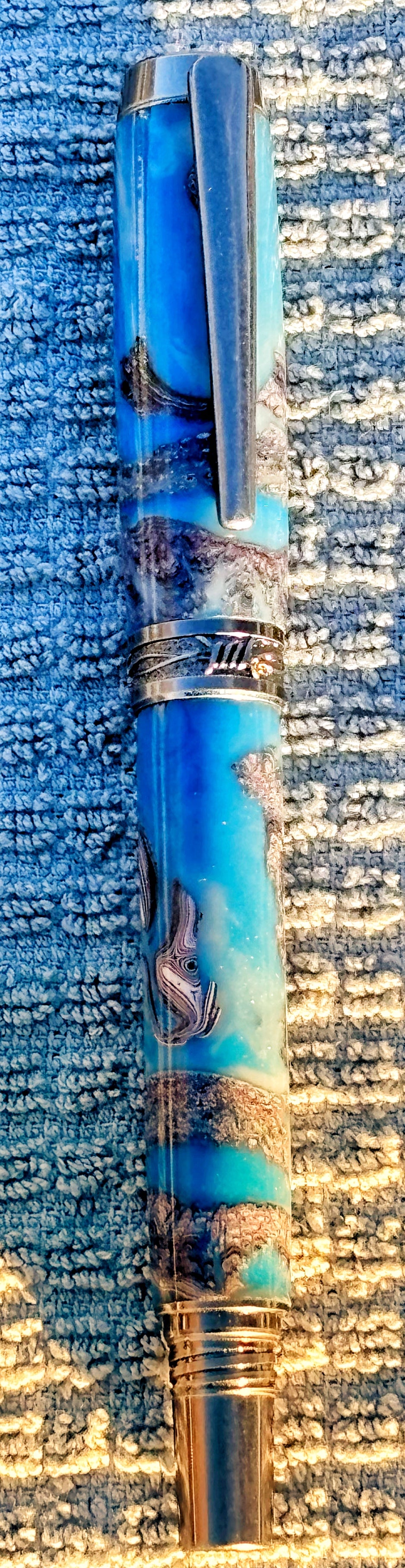 Kenworth Fordite Blue Hybrid Rollerball Pen