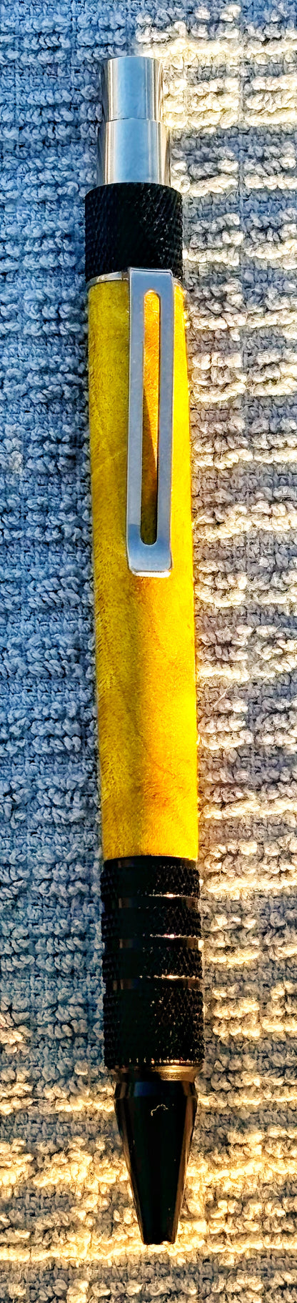 Yellow Dyed Maple Click Ballpoint Pen.